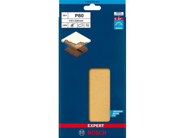 EXPERT C470 brusni papir s 14 luknjami za ekscentrične brusilnike, Dimenzije: 115x230mm, Zrnatost: 80, 2608900862